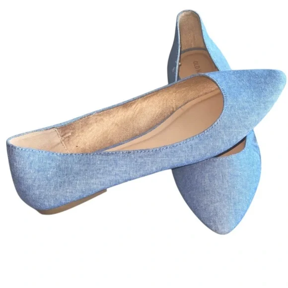 Old Navy Chambray Pointed-Toe Flats – Size 10 - Picture 2 of 7